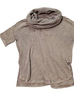 Free People Mesh Net Oversized Cowl Neck Olive Short Sleeve Top - Large